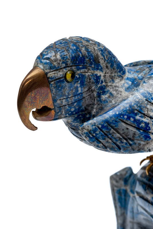 Lapis Lazuli Parrot Statue Blue Stand