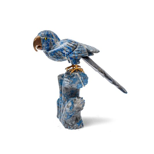 Lapis Lazuli Parrot Statue Blue Stand