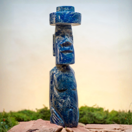 Lapis Lazuli Moai Giant #4 | Artisan Decor Sculpture