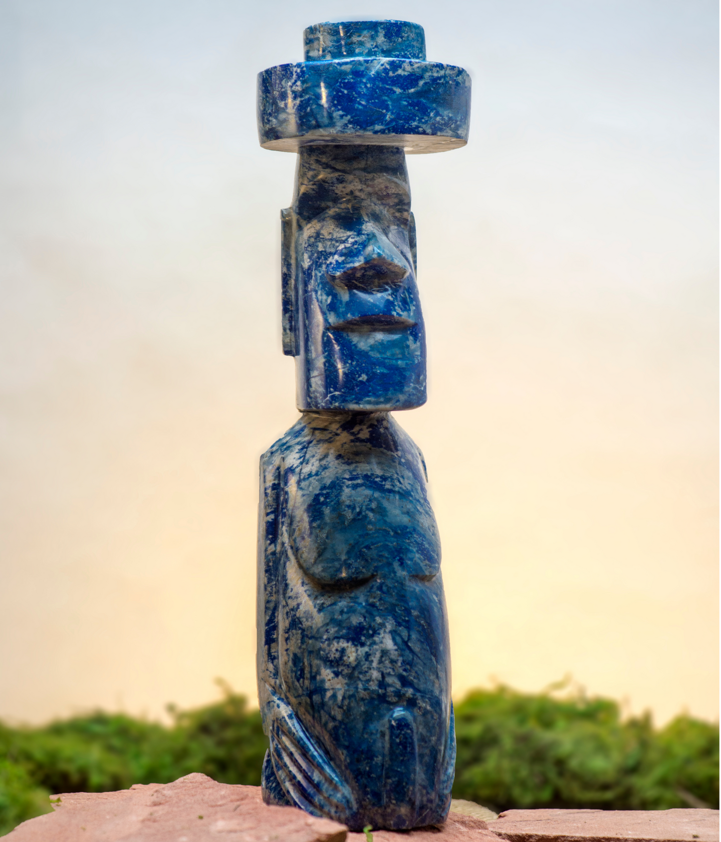 Lapis Lazuli Moai Giant #4 | Artisan Decor Sculpture