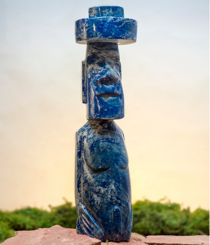 Lapis Lazuli Moai Giant #4 | Artisan Decor Sculpture