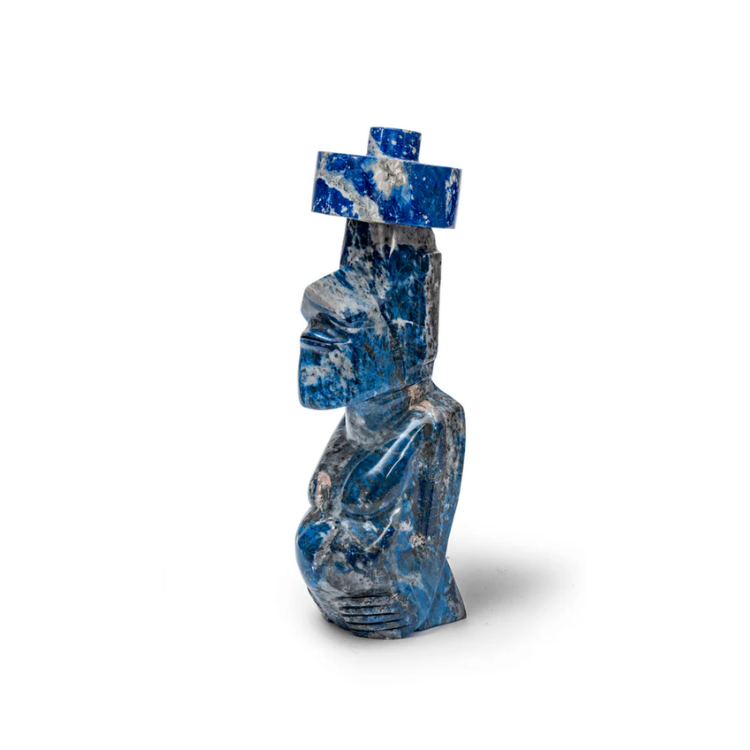 Lapis Lazuli Moai Giant #1 | Handcrafted Stone Sculpture