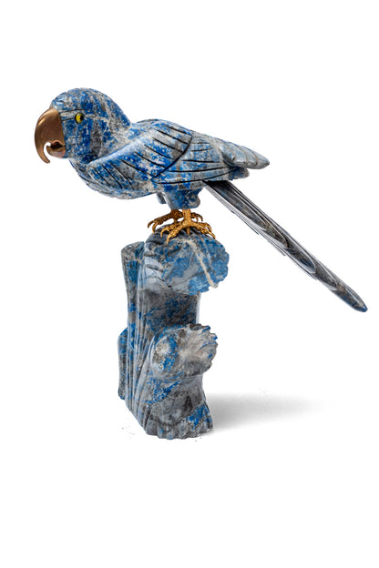 Lapis Lazuli Parrot Statue Blue Stand