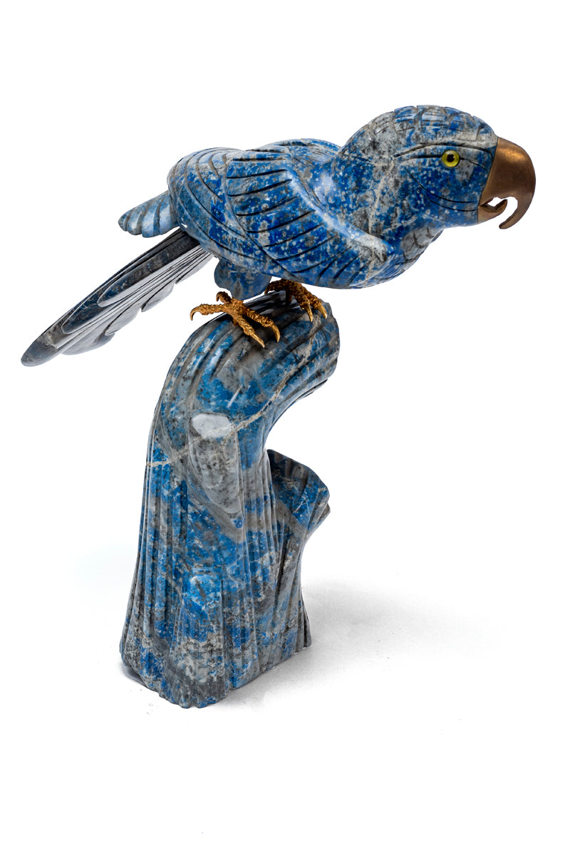 Lapis Lazuli Parrot Statue Blue Stand