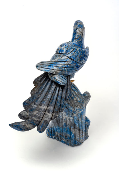 Lapis Lazuli Parrot Statue Blue Stand