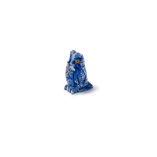 Lapis Lazuli Owl Figurine Medium | Artisan Carved Decor