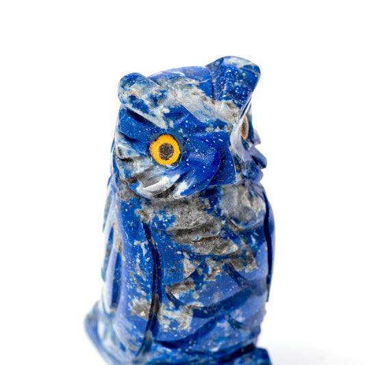 Lapis Lazuli Owl Figurine Medium | Artisan Carved Decor