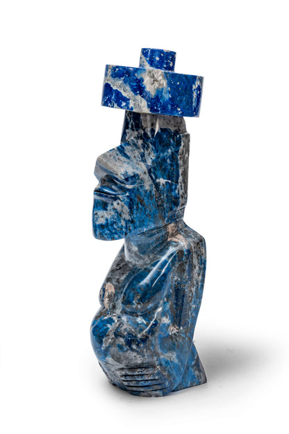 Lapis Lazuli Moai Giant #1 | Handcrafted Stone Sculpture