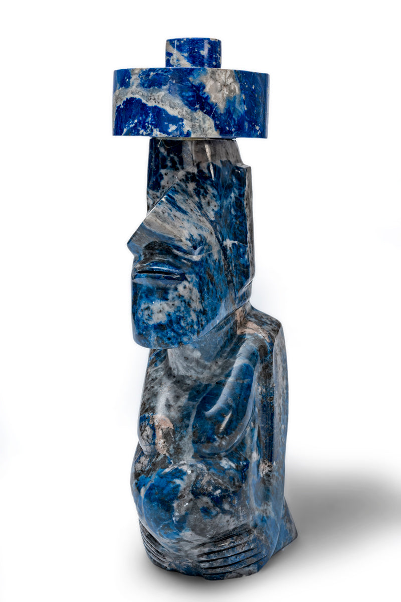 Lapis Lazuli Moai Giant #1 | Handcrafted Stone Sculpture