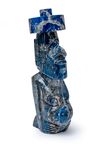 Lapis Lazuli Moai Giant #1 | Handcrafted Stone Sculpture