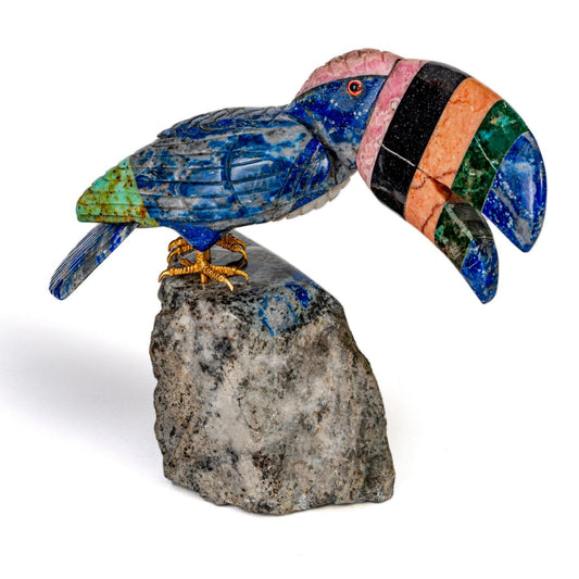 Lapis Lazuli Toucan Statue | Handcrafted Stone Decor