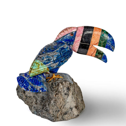Lapis Lazuli Toucan Statue | Handcrafted Stone Decor